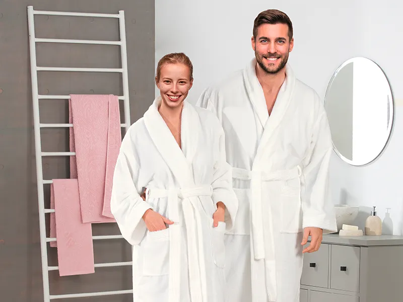 Bath Robes DUO-Soft Berry/Wool-white